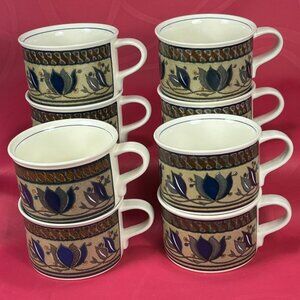 collection of 8 Mikasa Intaglio CAC01 ARABELLA flat tea cups